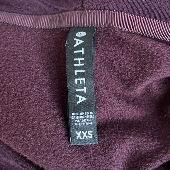Athleta Purana Wrap Oversize Sweatshirt Yoga Studio Top Burgundy Size XXS - Picture 10 of 10
